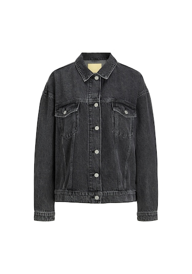 Jack & Jones Kadin Dügme Kapamali Denim Ceket - Orly 12259731 Grey Denim Siyah