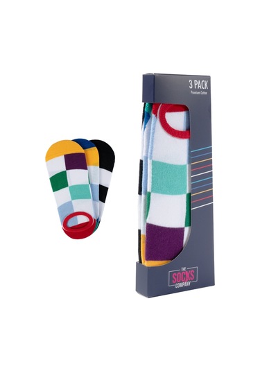 The Socks Company 3 Çift Özel Kutulu Erkek Görünmez Çorap 23SDCR153P Beyaz - Gri