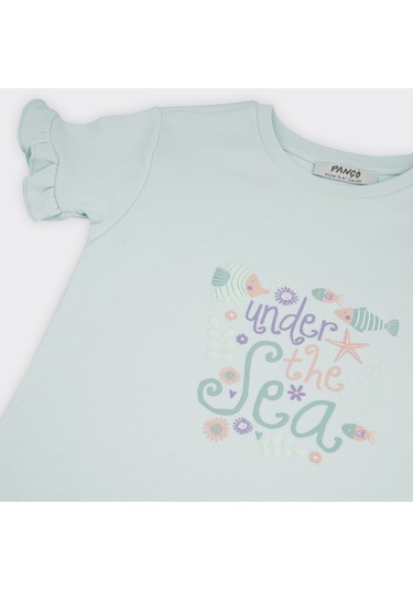 Kız Çocuk Deniz Kabuğu Desenli 3'lü Set Pijama Takımı Mint 2411gk39001-4348 001