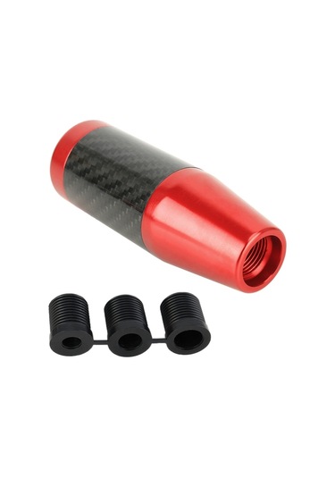 Sones Evrensel Araba Karbon Fiber Desen Dişli Kafası Vites Topuzu Kırmızı