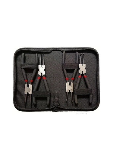 Elmpaly Yükseltilmiş 4 Parça Yaylı Halka Pensesi, Karbon Çelik Düz Ve Kavisli Uçlu