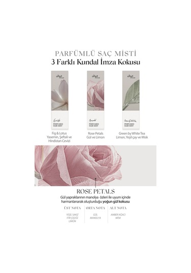 Nem Ve Parlaklık Veren Parfümlü Saç Misti Kundal Perfumed Hair Mist 40 Ml Rose Petals