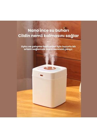 Polham 3 Litre Nano Ultrasonik Çift Püskürtmeli Hava Nemlendirici, Buhar Makinası, Koku Eklenebilir