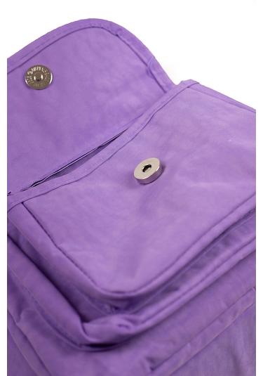 Küçük Boy Krinkıl / Klinkır Su Geçirmez Kumaş Çok Gözlü Günlük Kadın Sırt Çantası Lila 8317 Lila