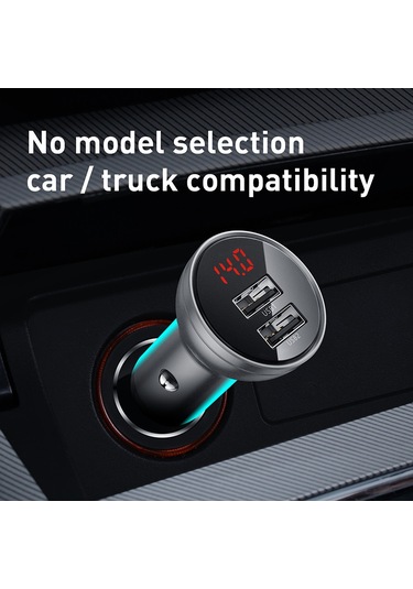 Tüm Metal Çift 24w 4.8a Hızlı Usb Şarj Cihazı Led Otomatik Araç Şarj Rekl Gümüş-çin