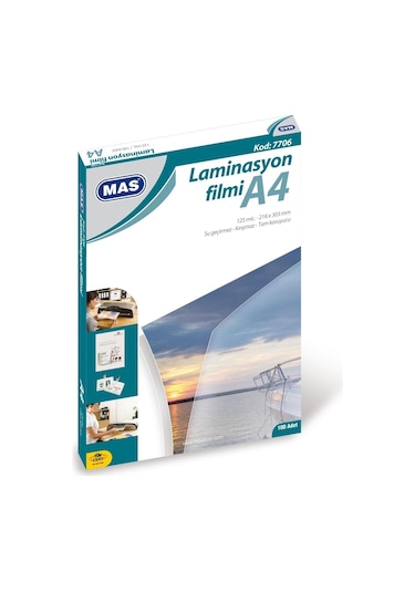 Mas Laminasyon Filmi 125 Mic. A4 100Lü