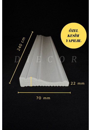 Diecor Dekoratif Boyanabilir 1 Adet 7 Cm Polistren Duvar Çıtası Beyaz 70 X 14 Model:xa237