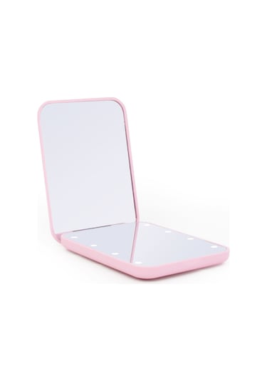 Vkemall Led Işıklı Çift Taraflı El Aynası, 2x Büyütme Özelliği, Pilli, Taşınabilir, Beyaz, Günlük Kullanıma Ideal 85x64x12.5mm Beyaz