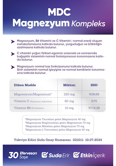 Mdc Magnezyum Kompleks 30 Efervesan Saşe