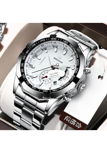 Beyaz Moda Otomatik Hareket İzle Erkek Takvimi Su Geçirmez Aydınlık Mekanik Olmayan İzle Büyük Kadran