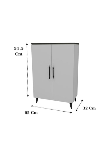 Pegasus 3 Raflı 2 Kapaklı Çok Amaçlı Dolap Mutfak Banyo Balkon Erzak Killer Dolabı Antrasit-beyaz