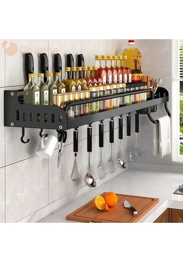 Lemestar 60cm Çift Bölmeli Mutfak Çekmecesi - 4 Bölme Ve 10 Kanca İle Pratik Saklama Siyah