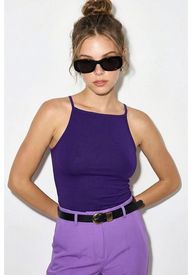 Shade Kadın Halter Yaka Saran Basic Bluz 60251253 - Mor