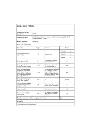 Profilo BMA4451E3 D Enerji Sınıfı 5 Programlı Yarı Ankastre 13 Kişilik Bulaşık Makinesi