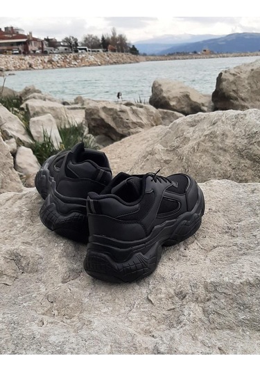 Dunlop 2323 Siyah Renk Fuspetli Kalın Taban Spor Ayakkabı AYKSAYAK-000502