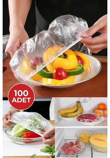 100 Adet Pratik Tazeliği Koruyan Tencere Ve Tabak Bonesi Çok Amaçlı Kapak Gıda Bonesi