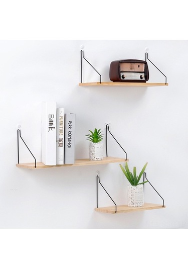 Ulzyvf Ahşap Ve Metal Duvara Monte Raf - Çok Amaçlı Dekoratif Depolama Ünitesi Kahverengi Kahverengi