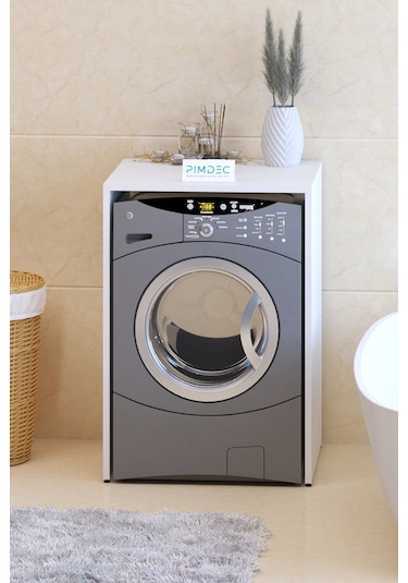 Pimdec Çamaşır-Kurutma Makinesi Alt Banyo Dolabı Beyaz
