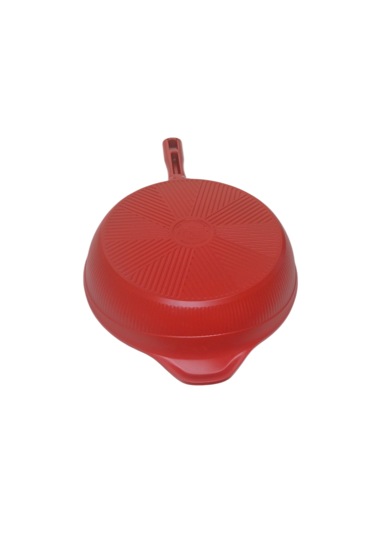 Akdeniz 28 Cm Cam Kapaklı Kırmızı Döküm Derin Tava