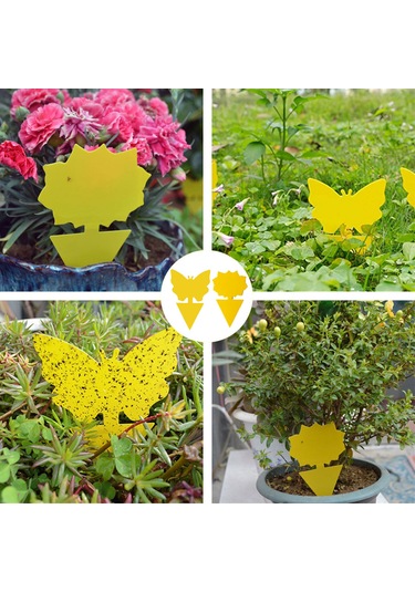 Vkemall 12 Adet Sarı Çift Taraflı Yapışkan Sinek Tuzağı - Bitki Uçan Haşere Tutucu, Doğal, İç Mekan Ve Saksı Bitkileri İçin