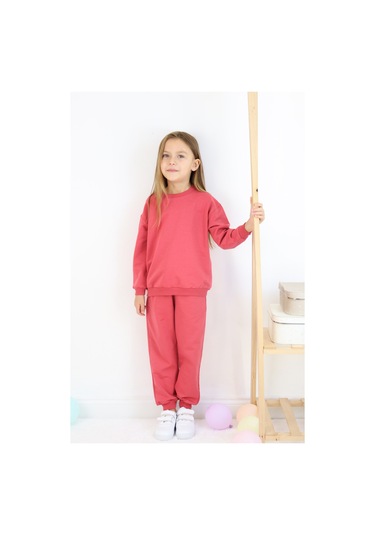 Kız Çocuk İki İplik Basic Eşofman Takımı Kırmızı