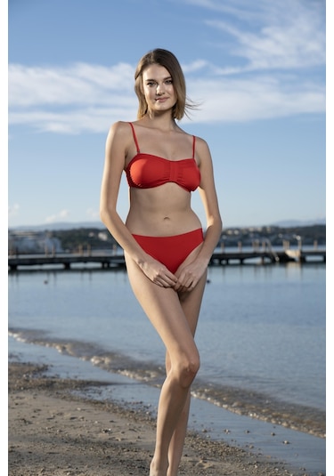 Estiva Luplu Straplez Bikini Takımı - Bordo