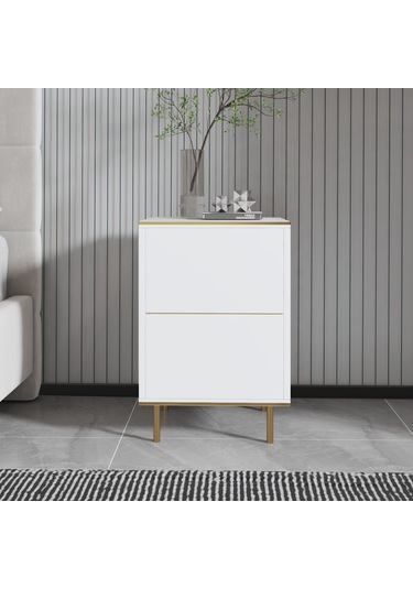 İmaj Komodin Orma Mermer/beyaz Gold