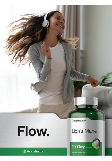 Horbäach Lions Mane Mushroom 3000mg 80 Absorbable Softgels Aromasız