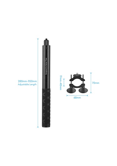 Geeksen Alüminyum Bisiklet Kamera Tutucu 17-40mm Boru , 28-115cm Uzunluk Ayarı, 500g Yük Kapasitesi, Insta360 One X/one/evo Uyumlu