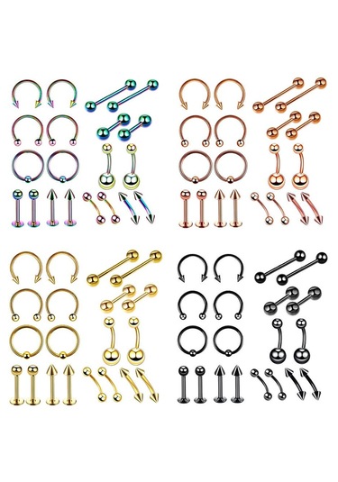 Suntek 20 Adet Burun Dudak Dil Kaş Tragus Göbek Halkası 6mm Siyah