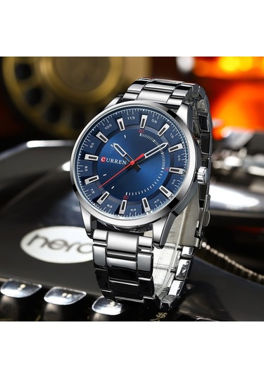 Curren M8406 Quartz Kol Saati-orjinal Kutusunda Lacivert-silver Gümüş