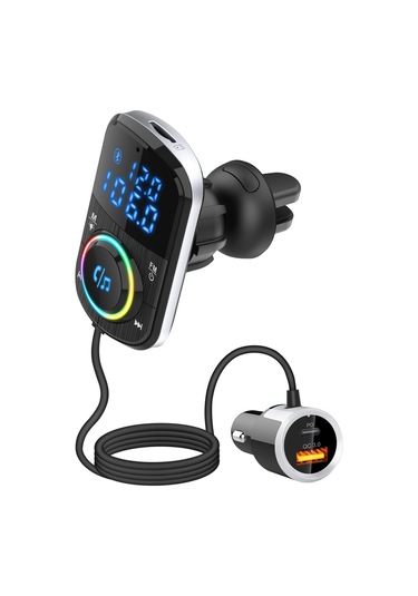 Cbtx Bluetooth Araç Fm Verici Ses Adaptörü Alıcı Pd Ve Qc3.0 Bluetooth Araç Adaptörü Renkli Led Arkadan Aydınlatmalı