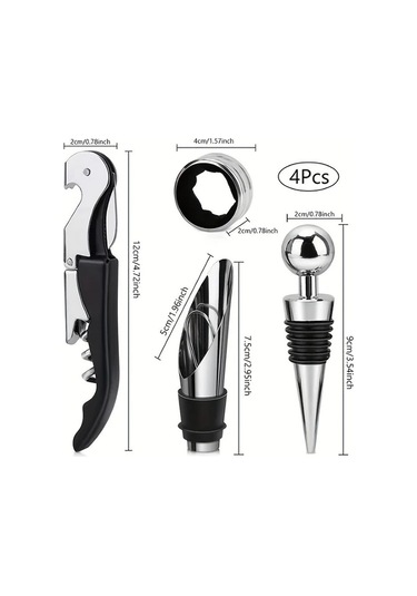 Sunshine011 Kırmızı Hipokamp Çakı 4lü Set Vakum Tıpa Şişe Açacağı Alüminyum Folyo Kesici