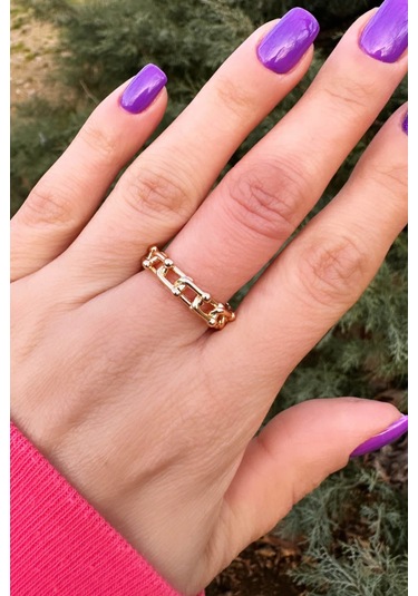 Marka Model Gold Zincir Yüzük - Ayarlanabilir Gold