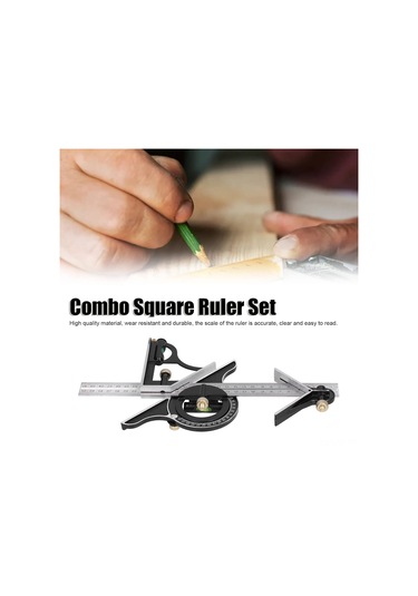 Yifomall Ahşapçı İçin 300mm Çok Fonksiyonlu Kombine Açı Ölçer Seti - Paslanmaz Çelik Profesyonel Ölçüm Aracı Kartlı Paket