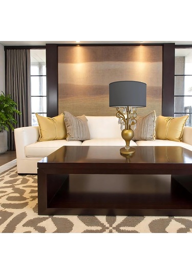 Rodli Taşlı Eskitme Gold Abajur Eskitme Altın