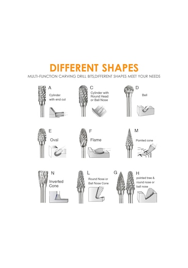 Hallow 1/8" Çift Kesim Karbür Döner Çapak Seti Şaft 20 Adet