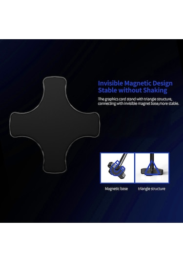 Yuntech01 Alüminyum Dikey Ekran Kartı Tutucu Gm962 - İki Nokta Destekli Soğutucu Sabitleme Aparatı Siyah