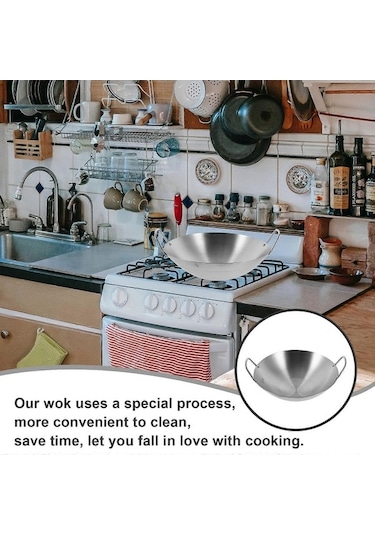 Fastbuy Saplı Paslanmaz Çelik Tava Xw 60cm Koyu Renk Mutfak Ürünü Ev Yemek Tavası