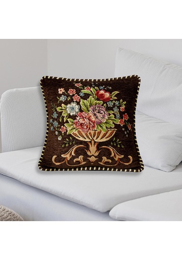 Suntek 48x48cm Makinede Yıkanabilir Dekoratif Yastık Kahve Kahve