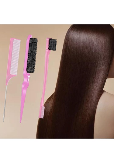 Suntek 3 Parçalı Kenar Ve Arka Bakım Fırçası Seti Pembe