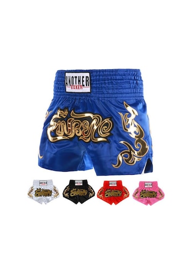 Kırmızı Muay Thai Boks Şort Kadın Erkek Eğitim Mücadele Kickboks Sandıklar Geniş Elastik Kemer Nakış Desen Boks Şort Kırmızı