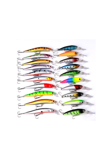 Valkyrie 20 Adet Karışık Minnow Crankbait Swimbait Rapala Sahte Yem Olta Seti Balık İğnesi