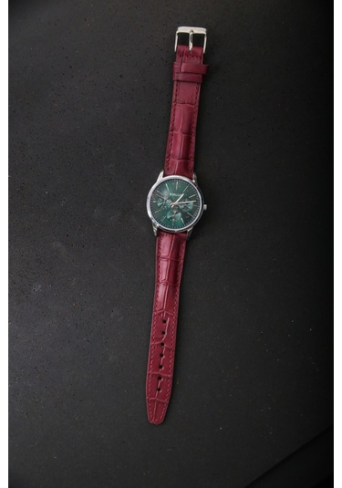 Hakiki Deri 18mm Akıllı Pimli Saat Kordonu Bordo