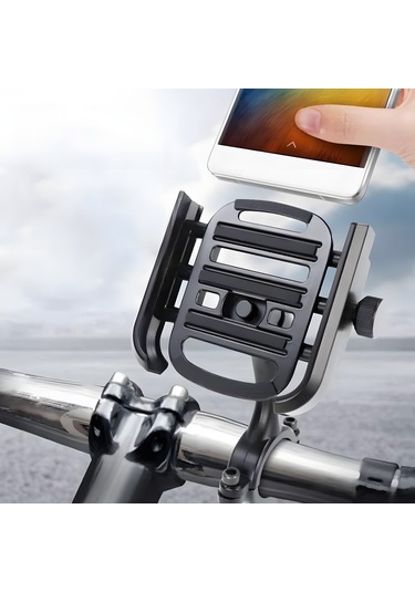 Bisiklet Motor Scooter Gidon Montaj Metal Telefon Tutucu Fc686 Siyah