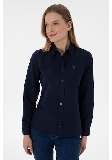 U.S. Polo Assn. Kadın Lacivert Uzun Kollu Basic Gömlek 50316711-VR033