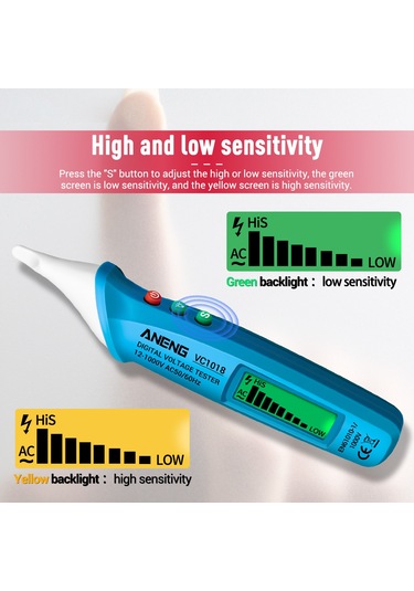 Yifomall Aneng Vc1018 Akıllı Voltaj Test Kalemi - 12-1000v Lcd Ekranlı, Sesli-uyarılı, Kablosuz Elektrik Kontrol Cihazı