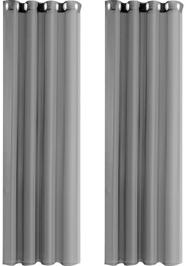 Gri Renkli İki Adet 132x241 Cm Tereylene Yapılmış Su Geçirmez, Güneş Engellli Ve Ultra Violetten Koruyucu Perde Gri Gri