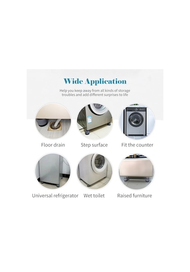 Fosenze 4 Adet Yüksekliği Artıran, Kaymayı Ve Titremeyi Önleyen Ev Aleti Paspası - Islaklıktan Koruma, Gürültüyü Azaltma, Gri Renk Gri