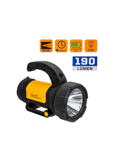 Lightorch Lt03101 Şarjlı Led El Feneri 190 Lümen N11.999 Siyah